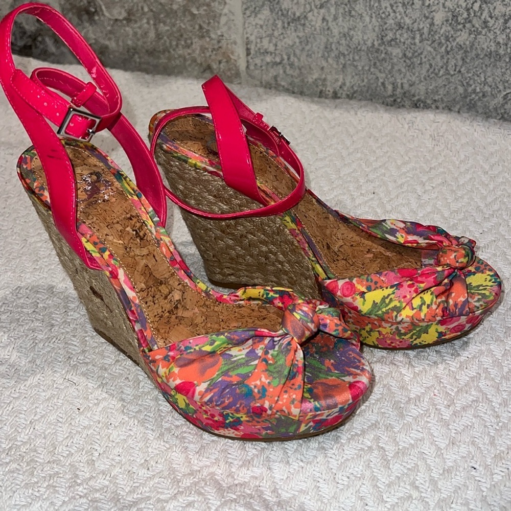 gianni bini multicolor wedge shoes